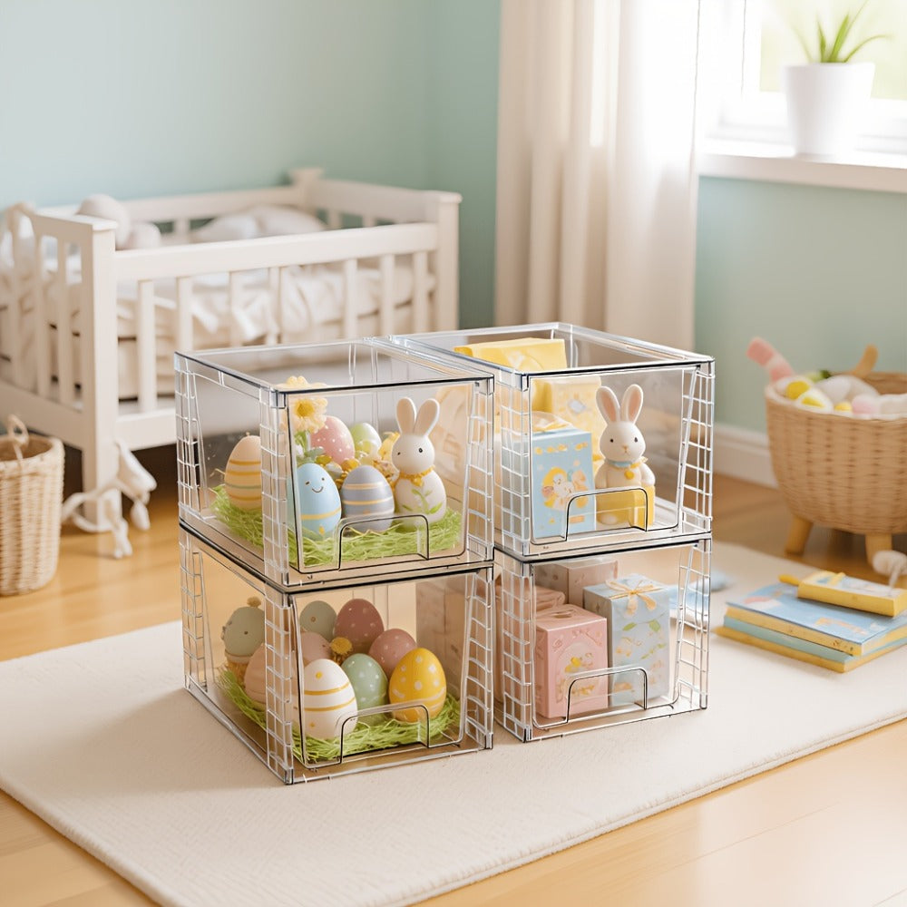 Stackable Storage Drawers Acrylic Drawer Organizer Cabinet | 4/6/8 Packs Plastic Bins for Bathroom Undersink Kitchen Pantry Makeup