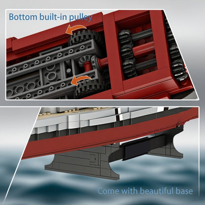 2081-Piece Battleship Building Block Model 4201 with Built-In Display Base and Moving Turret Details