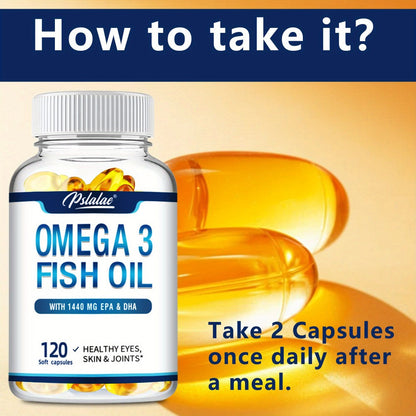 Triple Strength Omega-3 Fish Oil Softgels 120 Capsules with High-Potency EPA & DHA, Heart, Brain