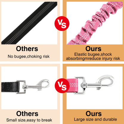 Dog Seat Belt for Car 3-in-1 Pet Car Seatbelt Harness & Leash – Retractable Adjustable Reflective Bungee Dog Restraint