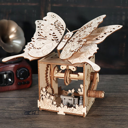 Wooden Butterfly Music Box Model Kit with Colour Butterfly or Natural Butterfly Music Box Checkout Options