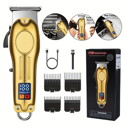 Cordless Hair Clipper Set for Men & Women – Professional Wireless Barber Clippers with T-Blade Trimmer, LED Screen, Adjustable Taper Lever