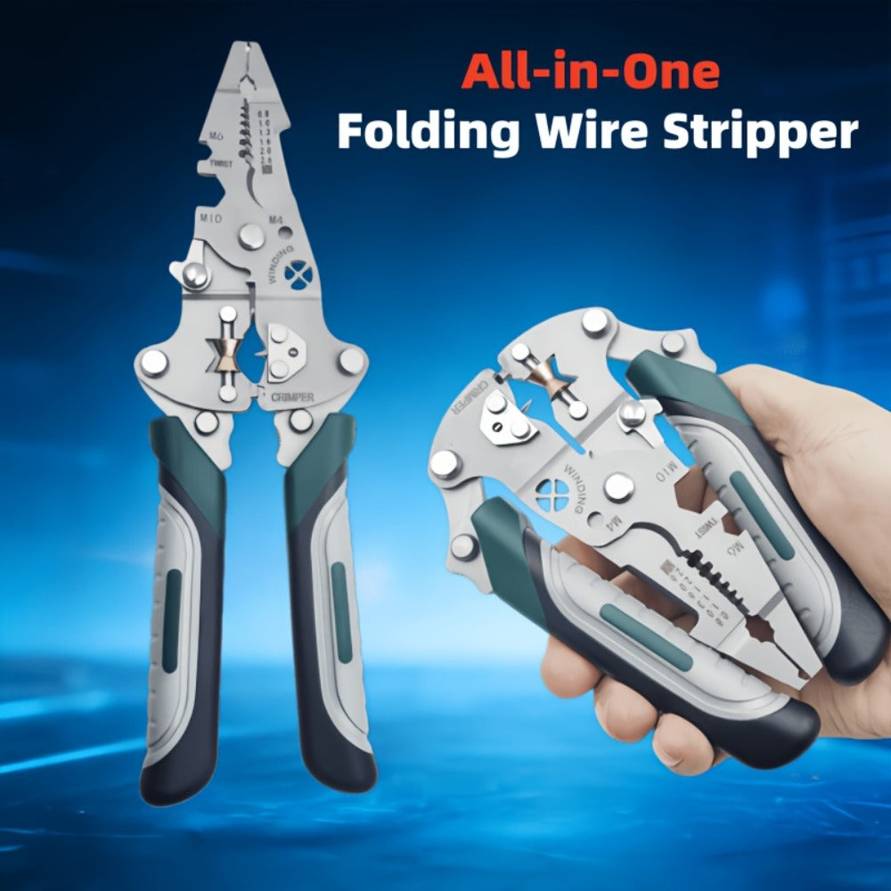 18-in-1 High-Carbon-Steel Folding Wire Stripping Pliers with Cutter, Crimper and Puller for Electrical DIY