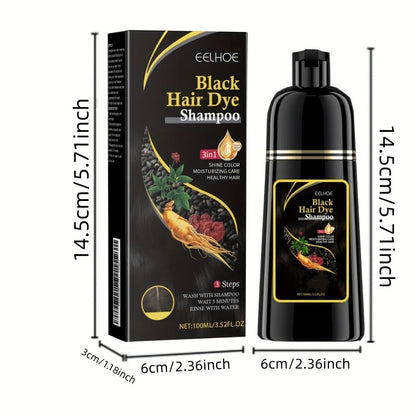 Hair Color Shampoo, EELHOE 3-in-1 Six-Bottle 3.38oz Set in Black, Brown or Mixed Color Packs
