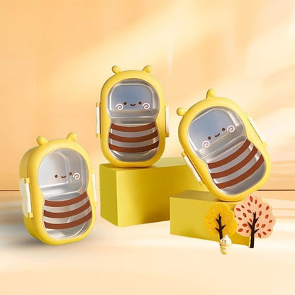 Cute Bee Lunch Box Stainless Steel, 304 Food Grade 2-Compartment Bento Box with Bee-Themed Lid for Kids