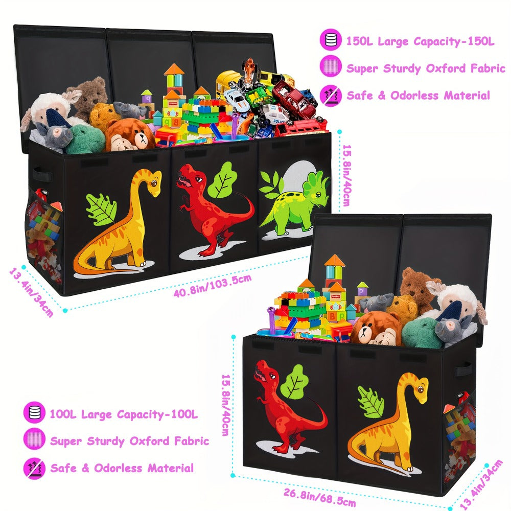 Kids Collapsible Storage Box with Lid Large Toy Chest Bin Organizer Durable Cardboard Flip for Entryways, Bedrooms and Living Spaces