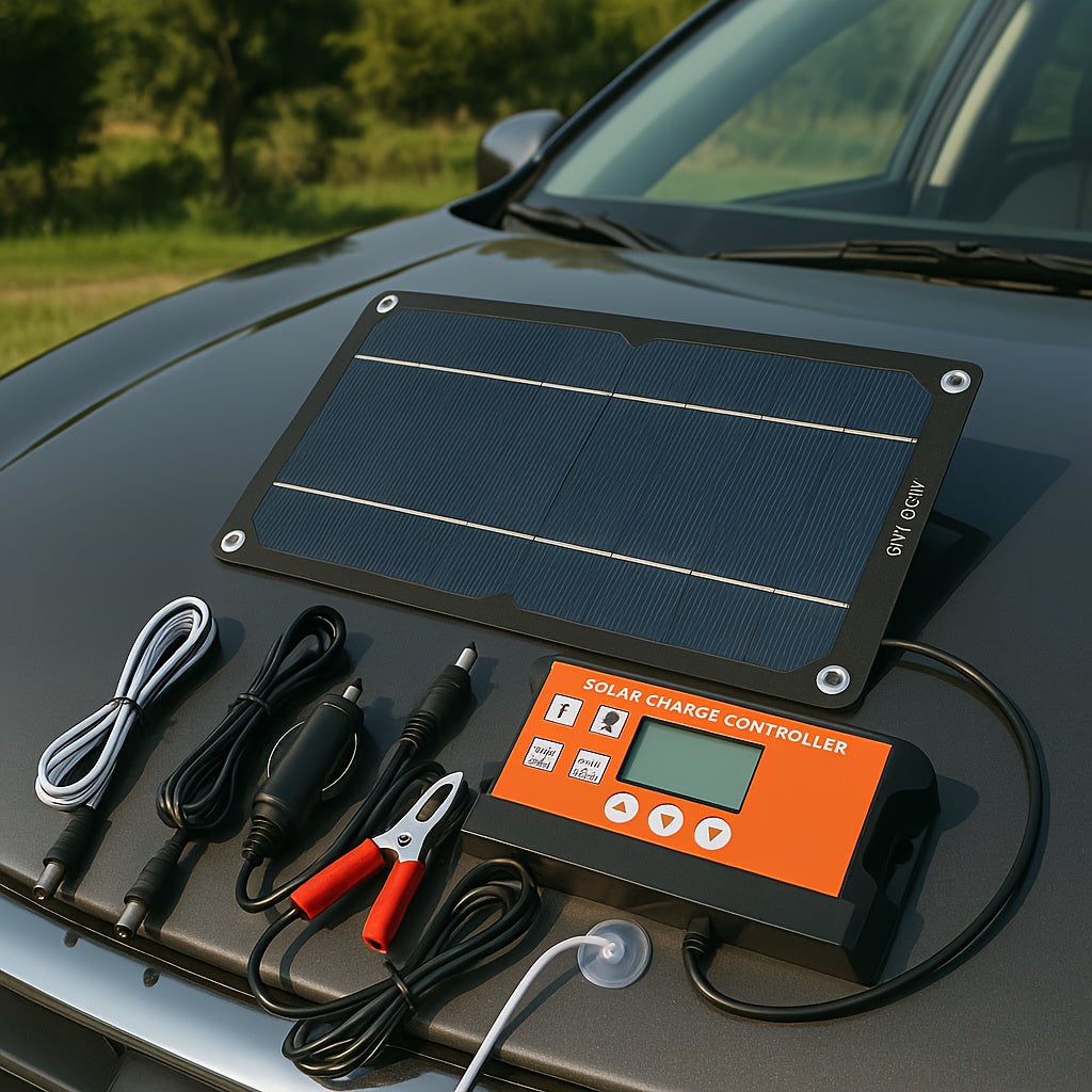 Solar Panel Kit 100W Monocrystalline with Extension Cable, Battery Clip & Charge Controller – 12V/24V for RV, Camper