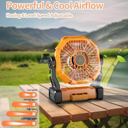 20000mAh-Label Camping Fan with Hanging Hook, LED Lantern and Six Color Checkout Options Pictured