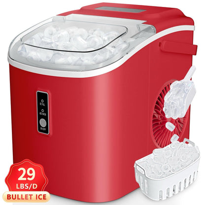 Self-Cleaning Ice Maker Countertop 8 Cubes in 6 Minutes, 2 Ice Sizes S/L, 26-Per Day, Smart ICE FULL & ADD WATER Indicators