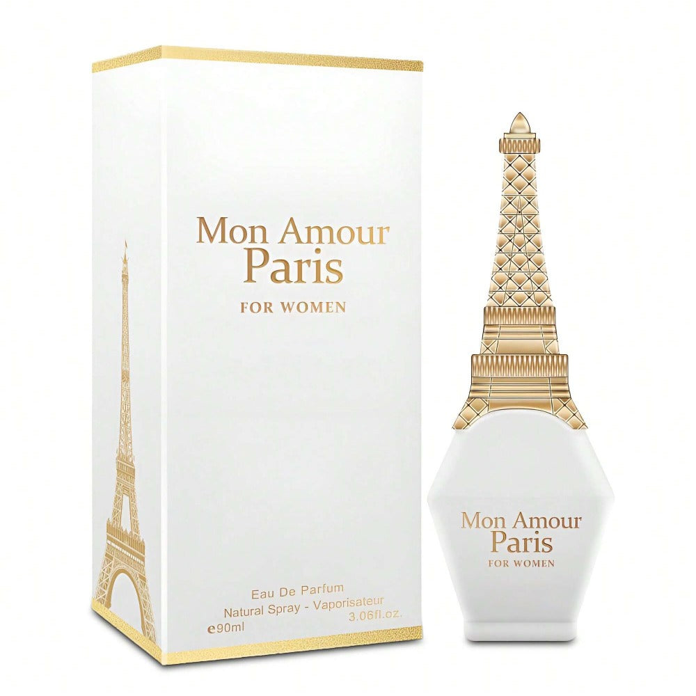 Eau de Parfum Mon Amour Paris for Women 100ml in Eiffel-Tower Bottle & Cream Gift Box for Daily Wear