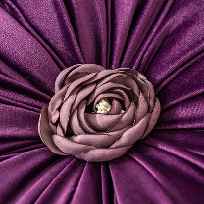 Velvet Flower Shaped Throw Pillow with Pillow Core Elegant Round Cushion Luxury Floral Pillow for Entryways, Bedrooms and Living Spaces