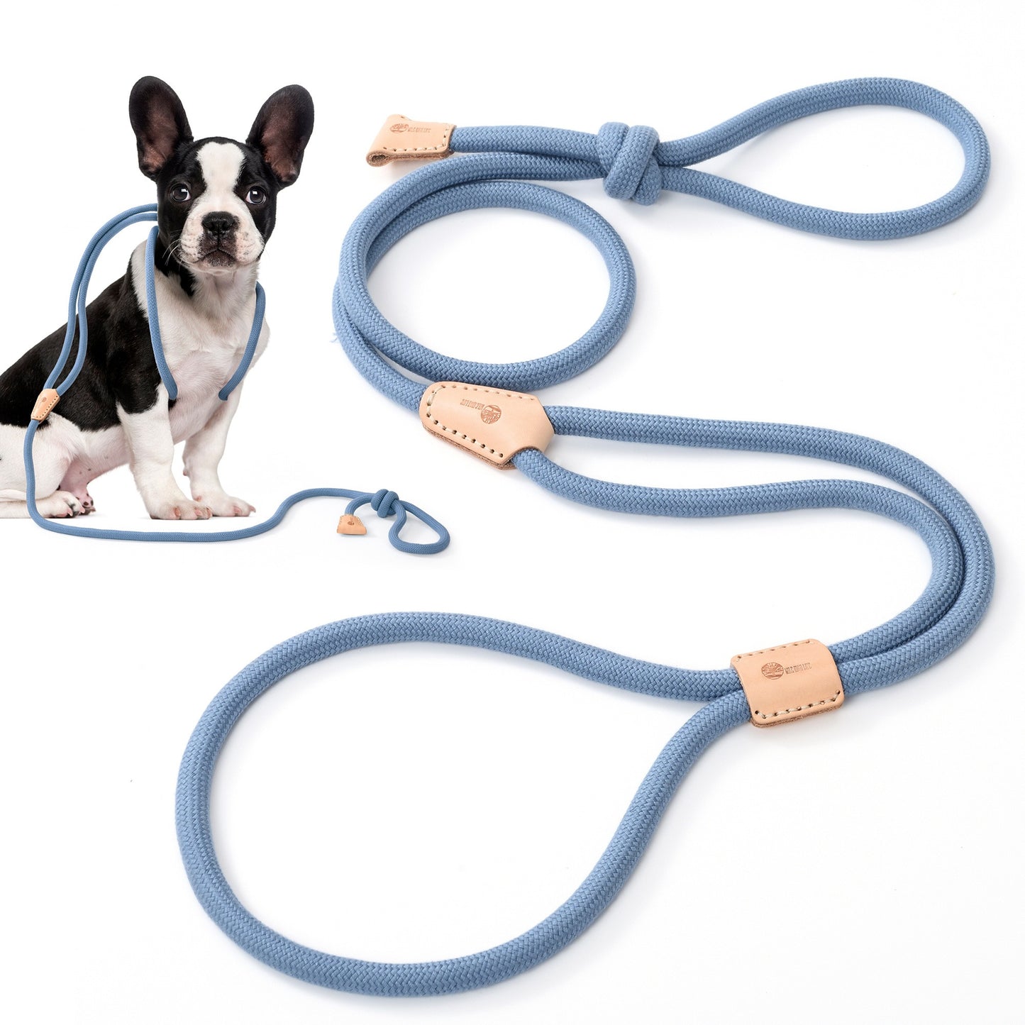 Dog Slip Leash and Harness 2-in-1 Rope Lead – No Pull All-in-One Training Leash for Puppies & Small Dogs, Adjustable Slip Lead with Soft