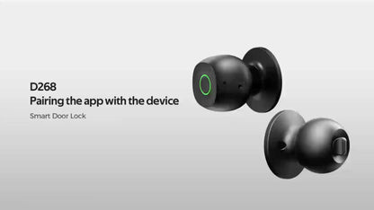 Smart Door Lock Tuya Smart Life Round Knob with Fingerprint App and Mechanical Key Access in Black