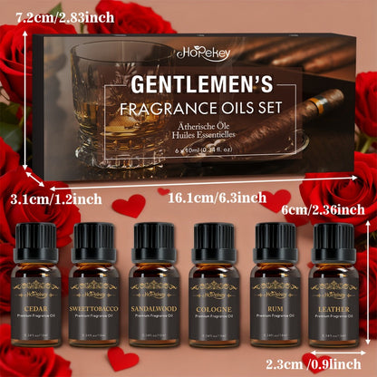 Essential Oil Set for Men 6 Pack 0.34oz Each Aromatherapy Oils for Diffuser Humidifier Skin Massage for Home or Salon Spa Use