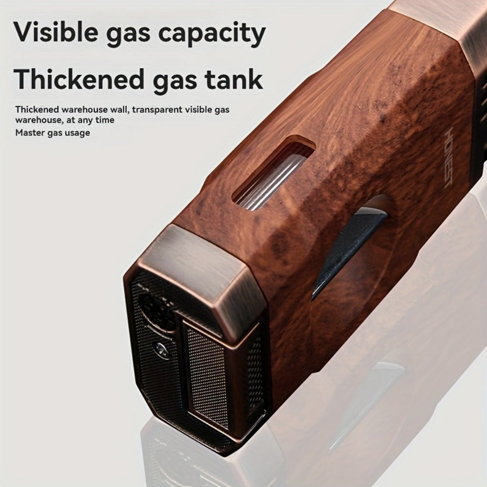 Cigar Torch Lighter with V-Shaped Cigar Cutter Built-in Clip Dual Windproof Jet Flame Visible for Entryways, Bedrooms and Living Spaces