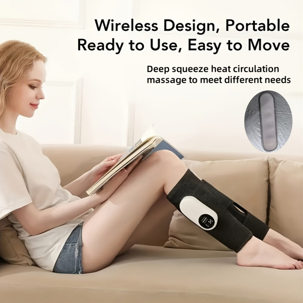 Air Compression Leg Massager, Cordless Calf & Foot Massager with 3 Intensity Levels for Legs, Thighs