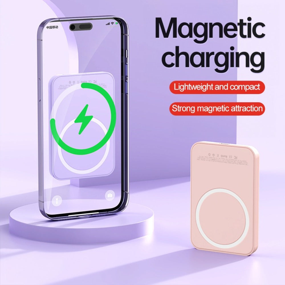 Power Bank Magnetic 5000mAh Mini with Wireless Charging, PD, QC3.0 and Eight Colors for Travel