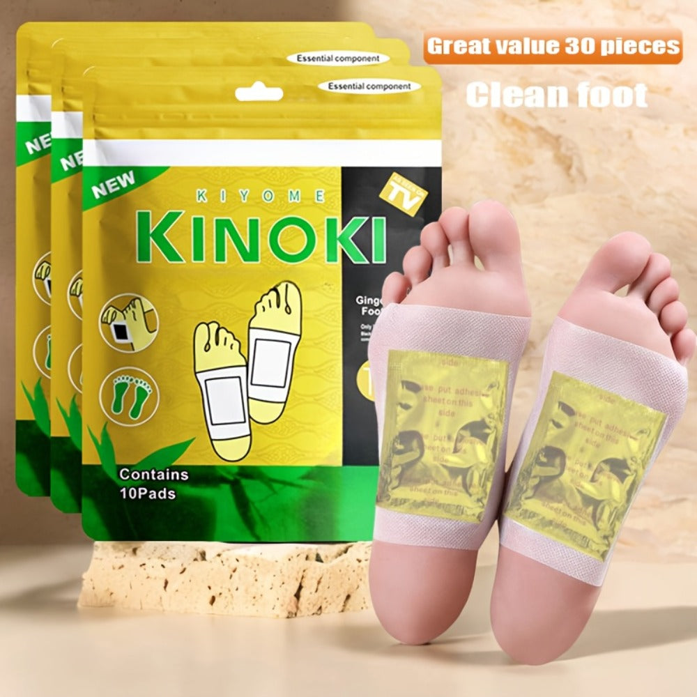 Foot Detox Pads 30 Pack Bamboo Vinegar Ginger Powder Natural Plant Ingredient Deep Cleansing Moisturizing Patches