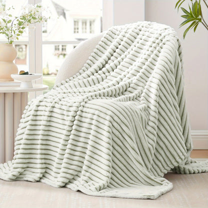 Jacquard Knit Checkered Blanket, Cozy Fluffy Plaid Throw for Couch, Bed & Sofa, All Seasons, 4 Colors