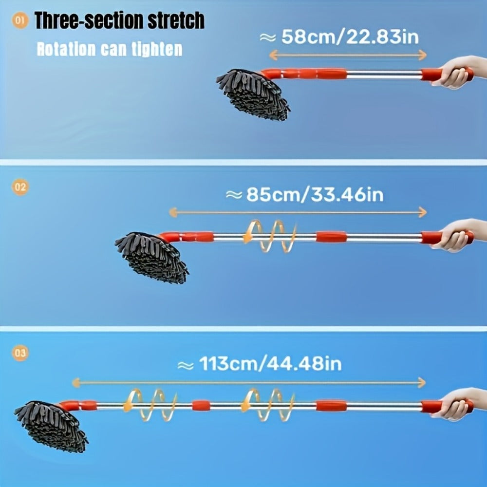 Car Wash Mop with Three-Stage Extension Handle, Rotating Microfiber Head and Replacement Head Option