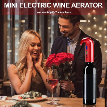 Electric Wine Aerator and Dispenser with Red or Black Housing, Three Checkout Configurations and Pictured Accessories