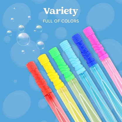 Giant Bubble Wands 24 Pack Bulk – 14.6 Inch Big Bubble Maker Set in 6 Colors, Summer Outdoor Party Favors for Kids, Easter Basket Stuffers