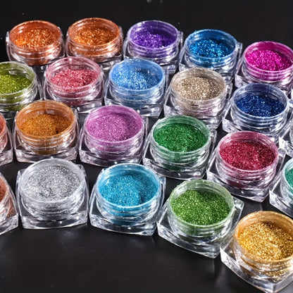Chrome Holographic Nail Powder Set 36 Colors, Mirror Chrome Glitter Pigment Dust Kit for Gel Nails Acrylic