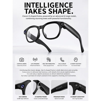 Smart Glasses with Camera and Bluetooth, 8MP Camera Eyewear with Translation, Object Recognition, Touch Control and Bluetooth Audio