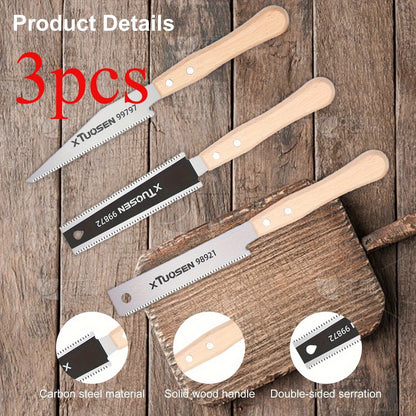 Japanese Pull Saw Set 3-Piece Double-Sided Hand Saw with Fine & Coarse Teeth Flush Cut Tenon Saw for an Everyday Personal Care Routine