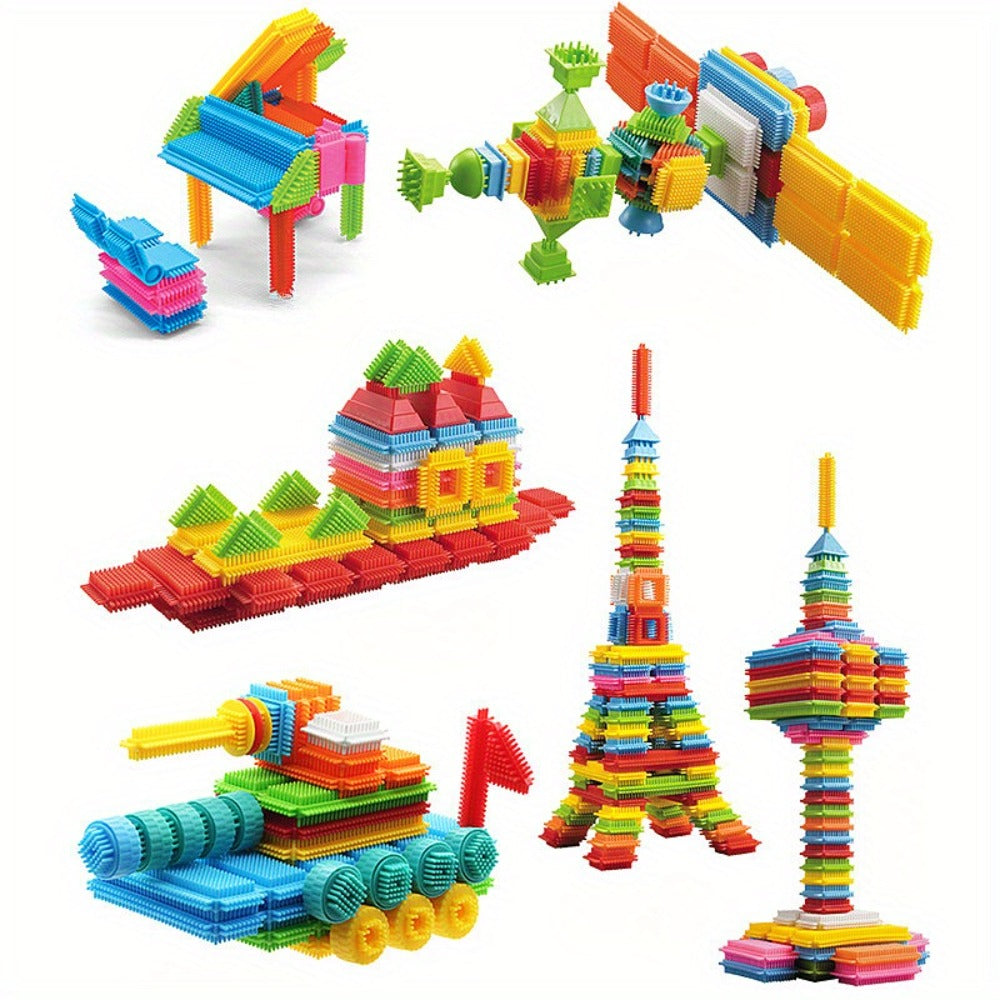 Hedgehog Bristle Blocks for Toddlers 150PCS, Interlocking Brush Building Set, Sensory STEM Learning Toy for Kids Ages 2 3 4 5