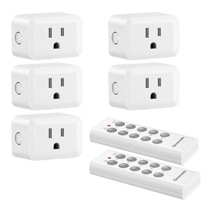 Wireless Remote Control Outlet Switch 100ft RF Range Programmable Expandable Plug-in Remote for Entryways, Bedrooms and Living Spaces