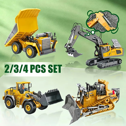 RC Construction Vehicle Set 2-in-1 & 3-in-1, 2.4G 11-Channel Remote Control Excavator Dump Truck Forklift Bulldozer