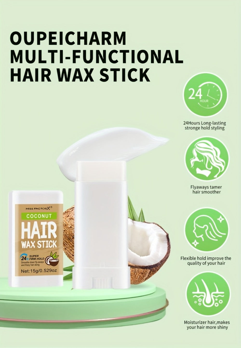 Hair Wax Stick 5 Pack Flyaway Control Edge Control with Jojoba Oil for Home, Travel and Salon Hair Styling