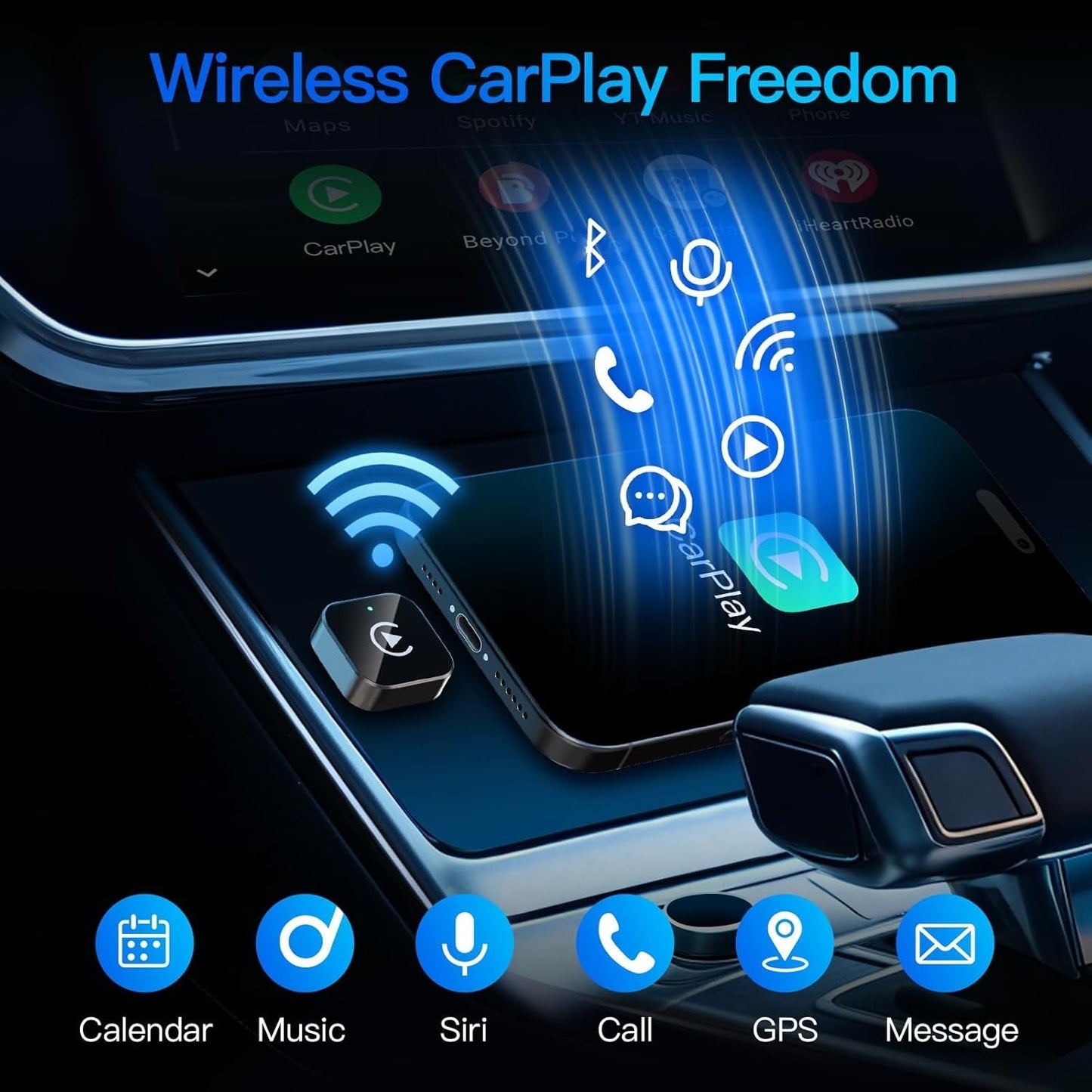Wireless CarPlay Adapter 2-in-1 Wired to Wireless CarPlay & Android Auto Mini USB Dongle Fast Stable Connection for Apple iOS 10+ Android