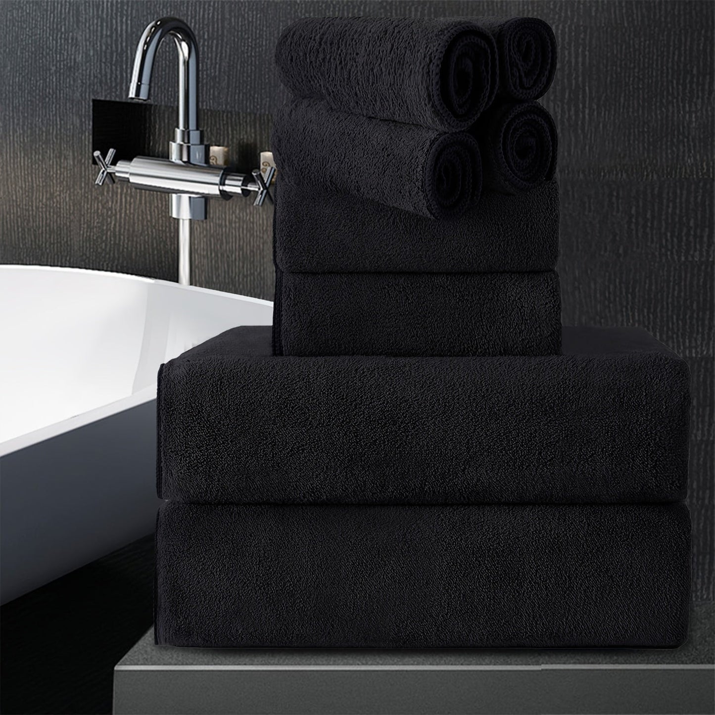 Bath Towels Set 8 Piece 750GSM Oversized 35 x 70 Inch Sheets in 15 Color Options for Home and Guest Use