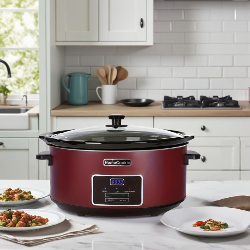 Digital Slow Cooker 6 & 7 Quart Programmable with Non-stick Ceramic Bowl, Countdown Timer & Keep