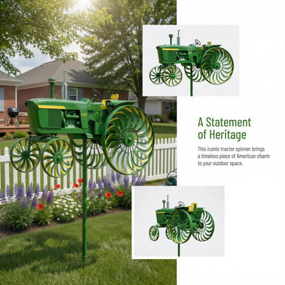 Garden Windmill Stake Tractor-Shaped | Rotating Wheels Pinwheel for Patio Yard Lawn Outdoor Sculpture Decor Gift