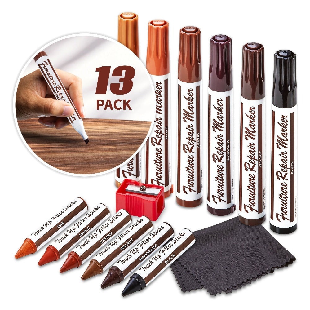 Wood Scratch Kit Furniture Touch Up Markers Scratch Stain Pens for Wood Furniture Tables for Entryways, Bedrooms and Living Spaces