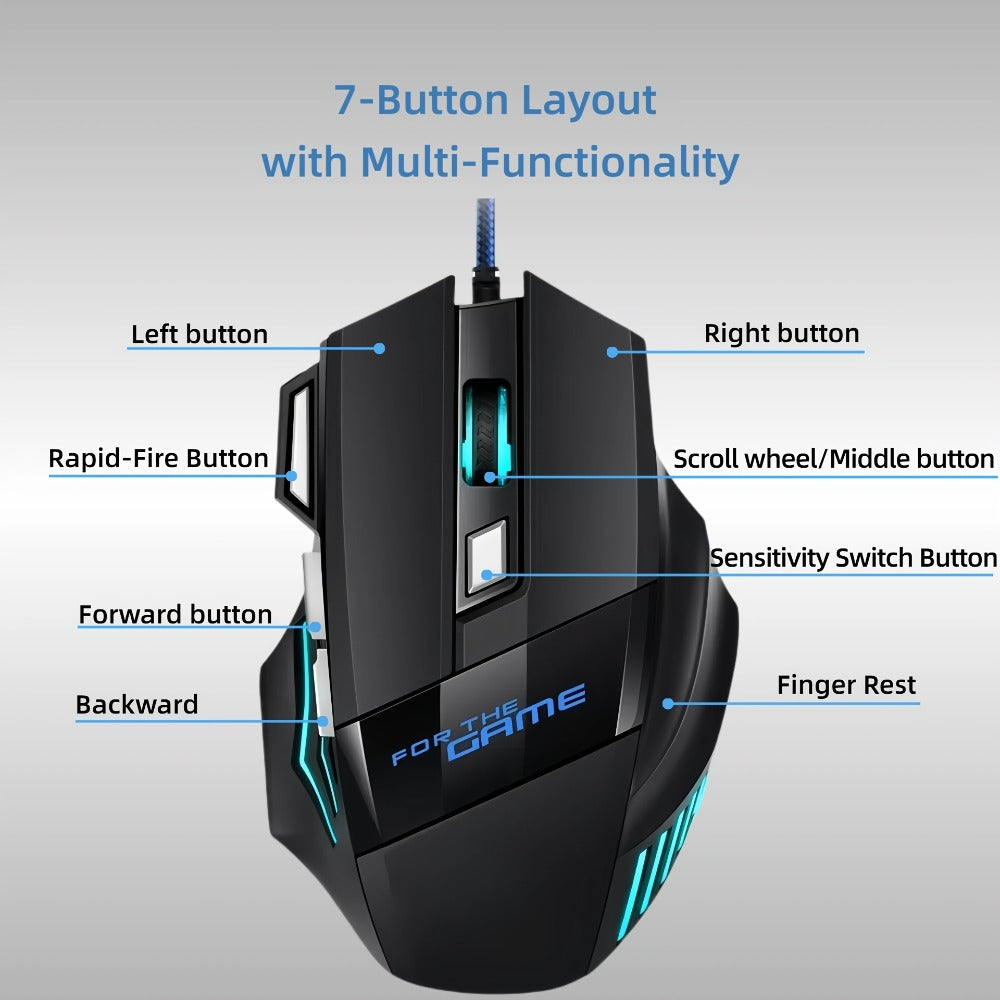 Programmable RGB Gaming Mouse Wired Pro-Grade with Turbo Click Multi-Mode DPI Sensitivity Dynamic for an Everyday Personal Care Routine