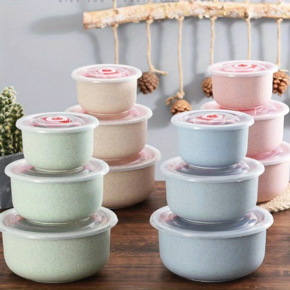 Food Storage Containers Three- or Four-Piece Stackable Refrigerator Box Set in Four Color Options