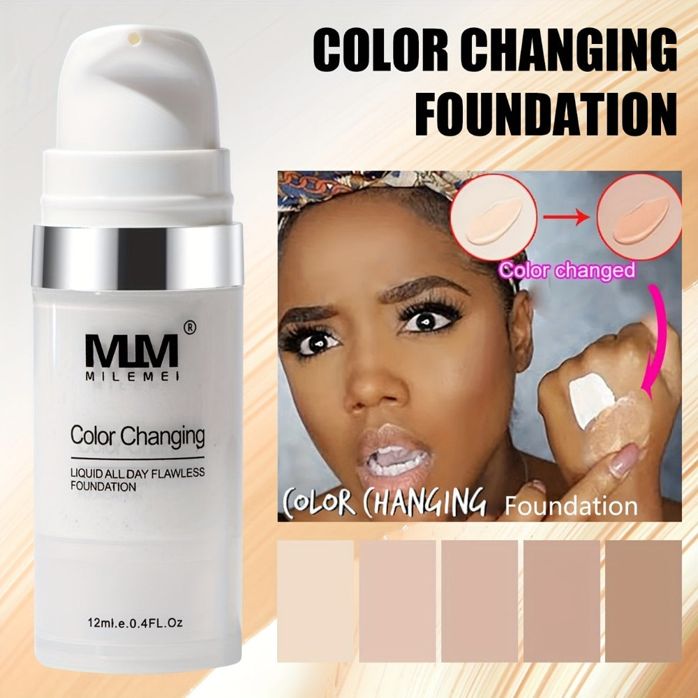 Color Changing BB Cream Foundation Set 3pcs Matte Oil Control Long Lasting Smudge Proof Concealer Base Skin Tone Adaptive Face Makeup