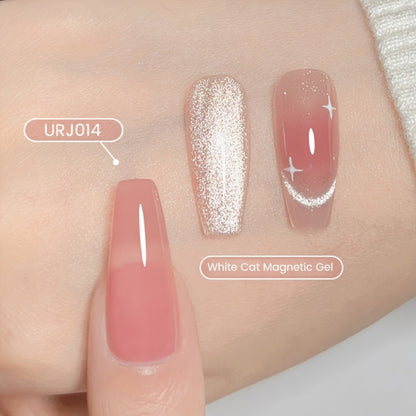 White Glitter Cat Eye Gel Polish Set 2pc Sparkling Magnetic with Stick Included | Soak Off UV LED 0.51oz Each Semi-Permanent 3D Nail Art |