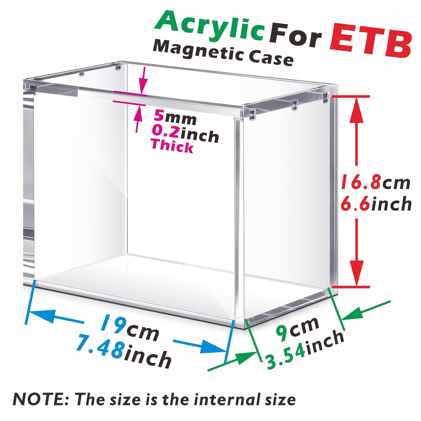 Stackable Acrylic Display Case for ETB & Booster Box – 5mm Thick Clear Magnetic Closure Protective Case for Pokemon Elite Trainer Box