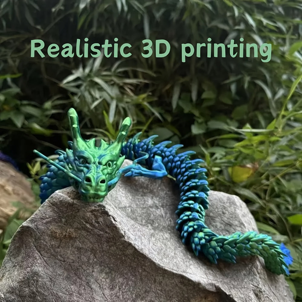 3D Printed Articulated Dragon Figurine 35.4" Giant Poseable Chinese Dragon Collectible Sculpture
