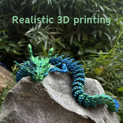 3D Printed Articulated Dragon Figurine 35.4" Giant Poseable Chinese Dragon Collectible Sculpture