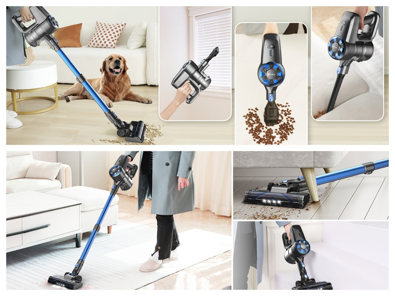 Cordless Vacuum Cleaner Stick Vacuum, MAX 70Kpa Suction, 45-Min Runtime, Anti-Tangle, 50.72oz Dust Cup