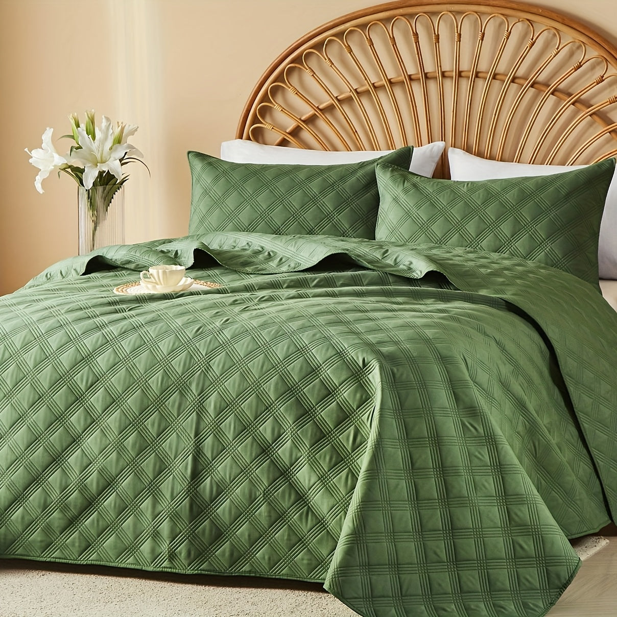 Quilt Set 2-3pcs – Lightweight Microfiber Bedspread Coin Pattern Coverlet All Seasons Twin Full Queen King Cal King