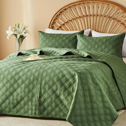 Quilt Set 2-3pcs – Lightweight Microfiber Bedspread Coin Pattern Coverlet All Seasons Twin Full Queen King Cal King
