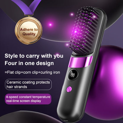 Cordless Hair Straightening Brush USB Rechargeable Portable Heated Straightener Comb Mini, for Home, Travel and Salon Hair Styling