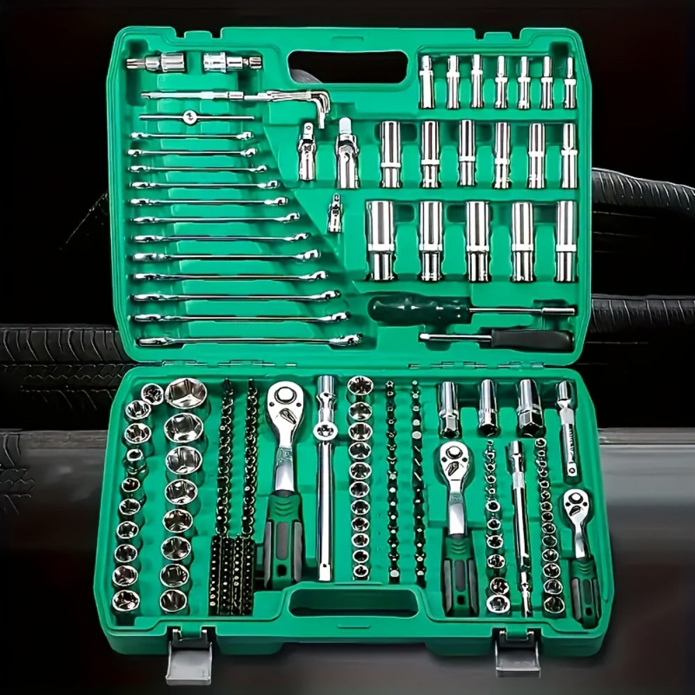 Professional Socket Wrench Tool Set 999 Piece 1/4 3/8 1/2 Drive Ratchet Set with S2 CR-V Sockets for Car Bicycle and Mechanical Work